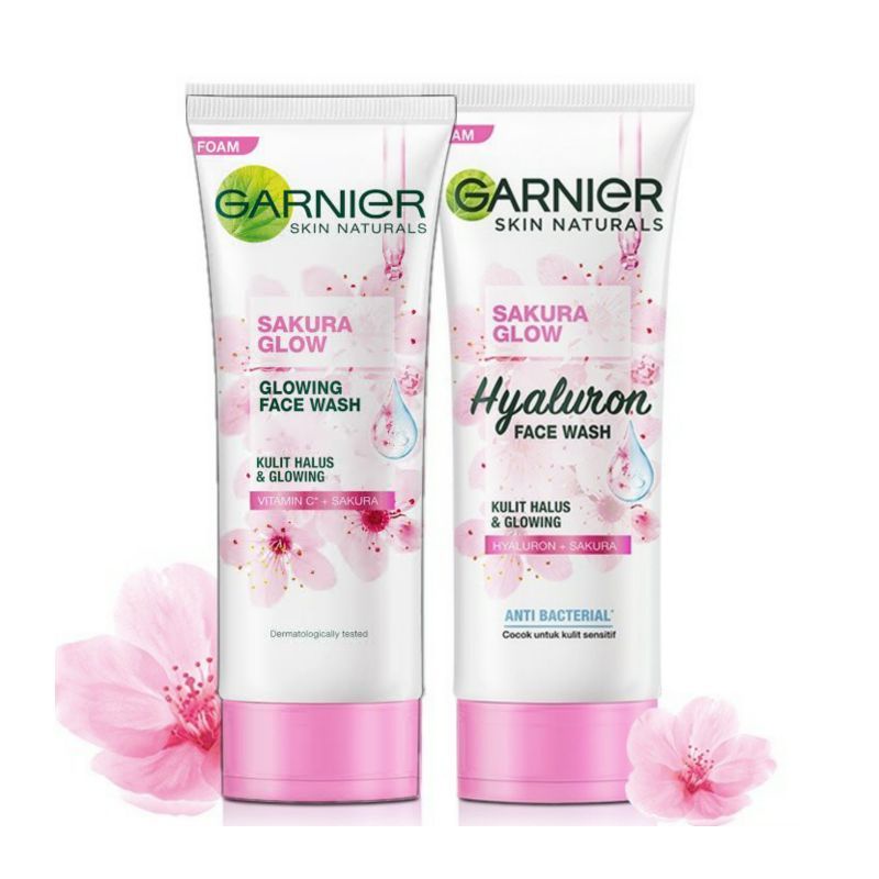 Garnier Sakura Glow Hyaluron Face Wash 50 ml - Garnier face wash - Garnier Facial wash - Garnier Facial foam - Garnier sakura - Garnier Facial wash hyaluron - Garnier Facial wash sakura - sabun wajah Garnier - Garnier sabun wajah