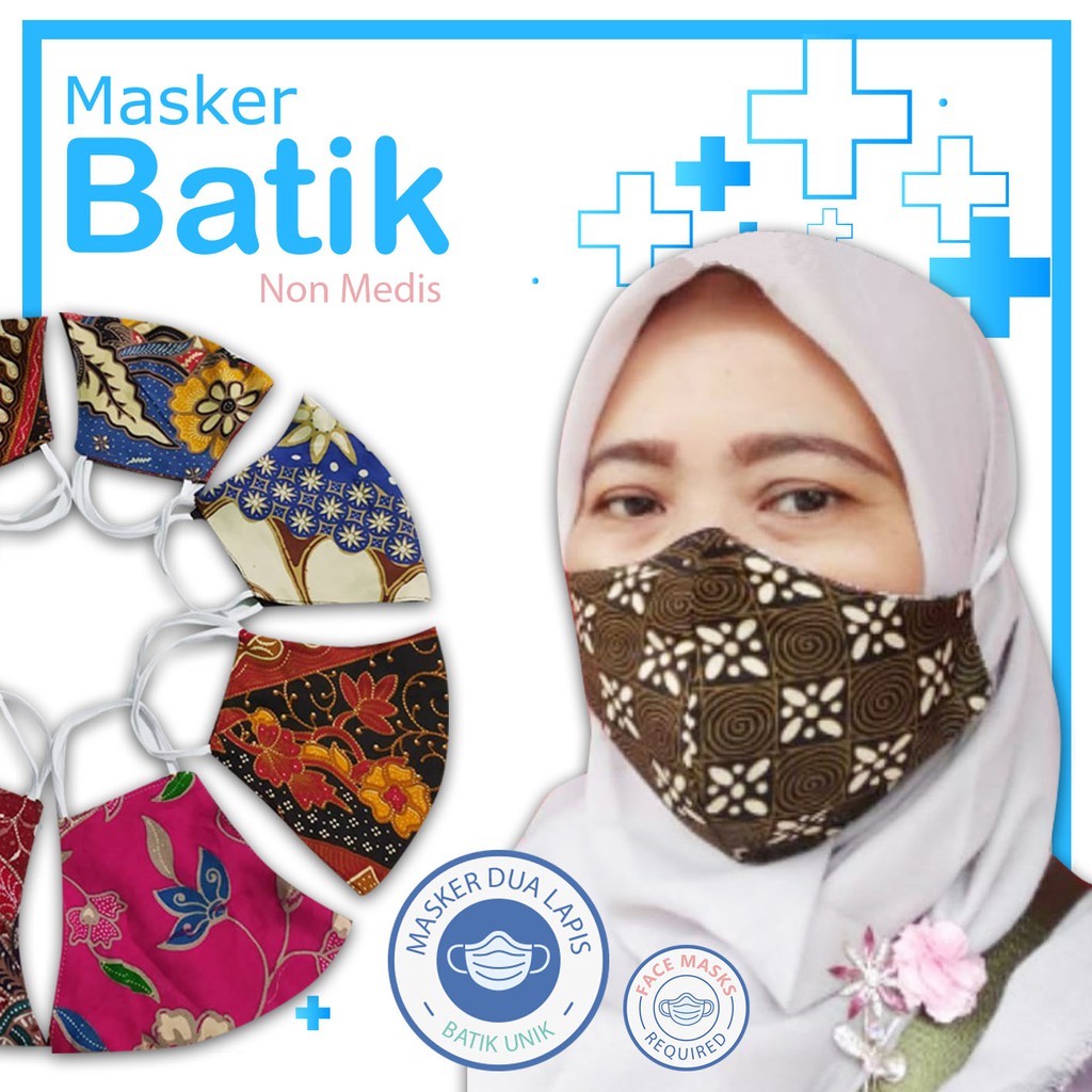 COD Masker dan Konektor Masker Batik Solo bolak balik Dua Lapis Jahitan Rapi Non Medis Washable