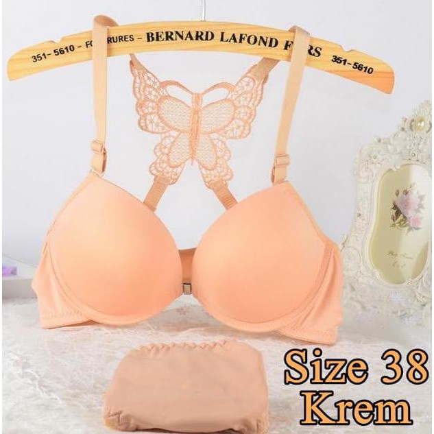 New Set Bra Butterfly / Bra + Cd Kupu-Kupu Size 38 Krem Juara