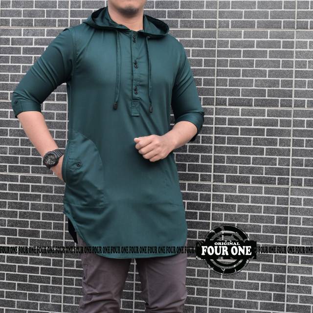Baju Koko Kurta Hoodie Polos Pria Model Baru 2024
