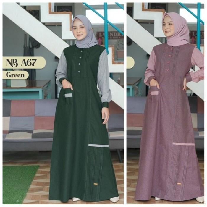 Ori Nibras Gamis Adem nb a67 Violet Green Hijau Baju Syari Busui