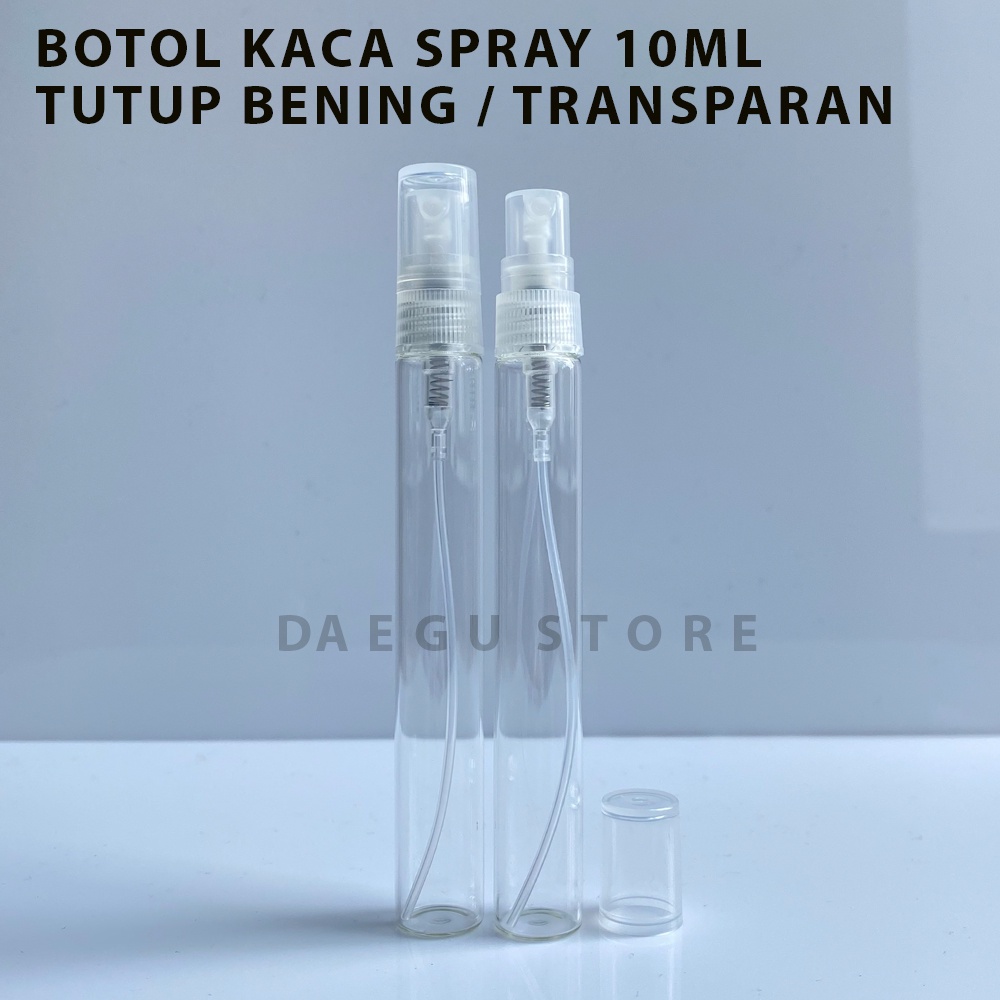 Botol Spray Kaca 10ml Parfum Refill Vial Travel Size Tutup Transparan