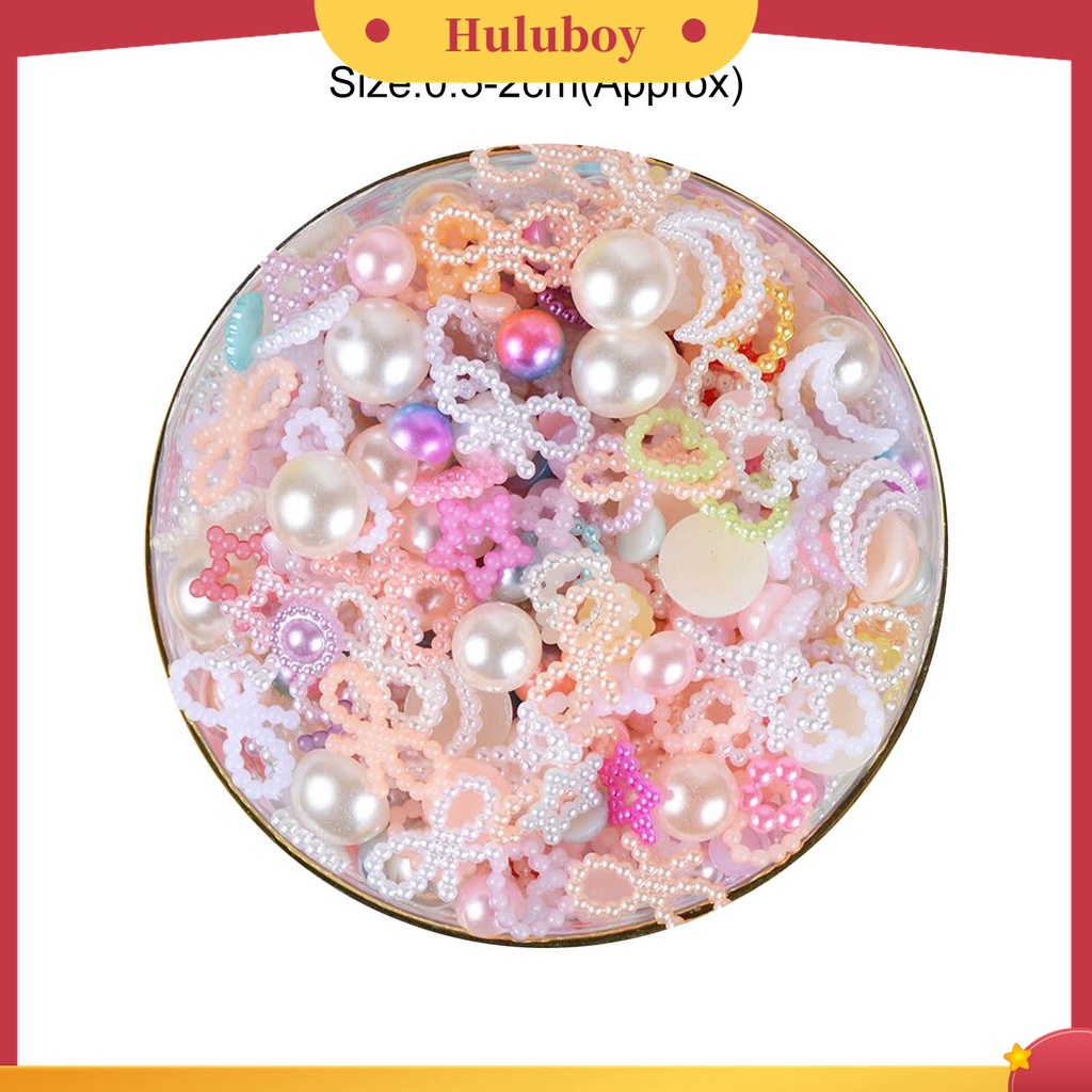 Huluboy Huluboy♡ 50g Mutiara Imitasi Bentuk Hati / Bintang Untuk Dekorasi Nail Art Charms