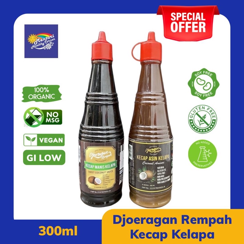 

Kecap Manis & Kecap Asin Gluten Free (Non kedelai) 300ml - Djoeragan Rempah
