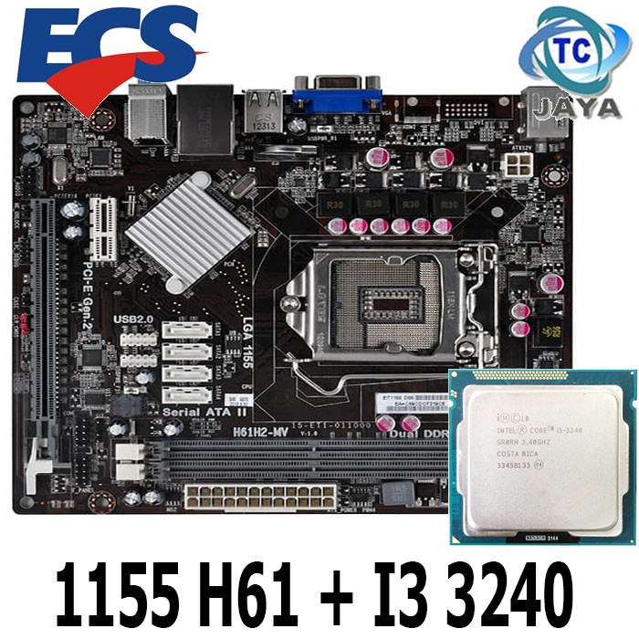 MOTHERBOARD LGA 1155 H61 ECS Plus Processor Core i3 3240