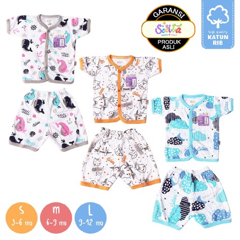 Setelan Pendek Anak kancing Bahan Katun Produk Asli Scelta Baby n Kids