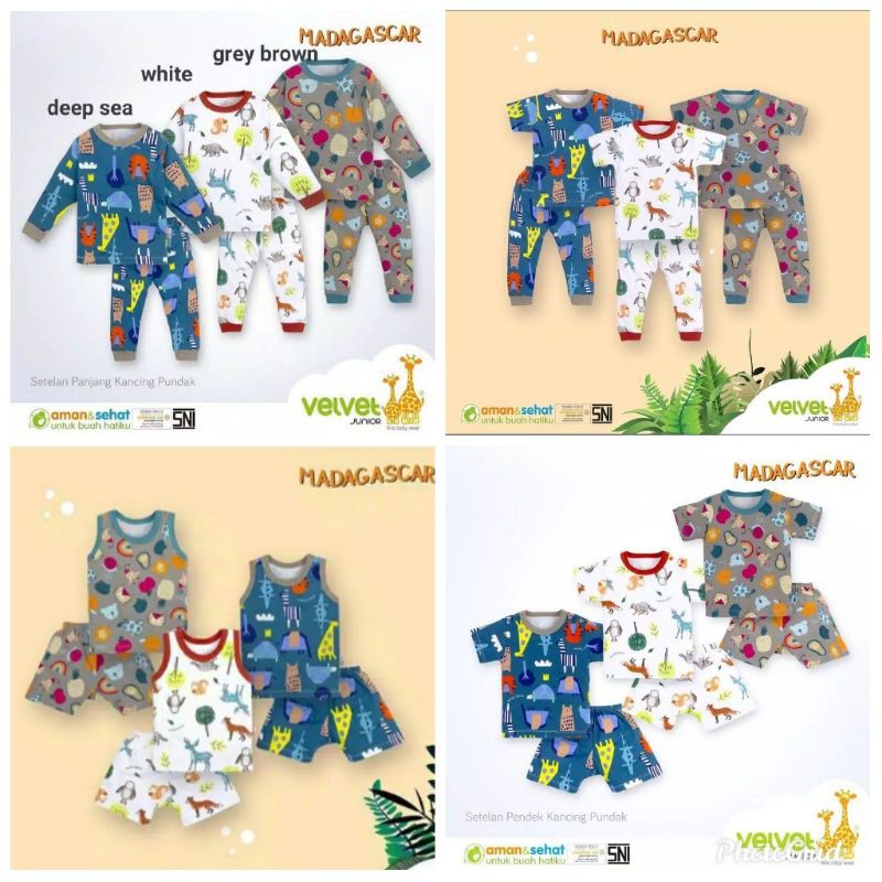 VELVET JUNIOR TERBARU MADAGASKAR, SUN, STARRY SETELAN PANJANG, PENDEK, KUTUNG
