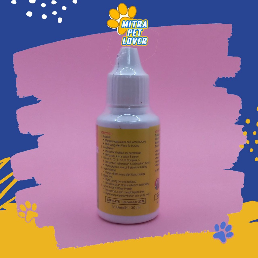 PROBIOTIK SUARA BURUNG PERKUTUT - SUPER CONTEST 30 ML ORIGINAL - MEMPERTEGAS KICAU MERDU KUAT, ATASI SUARA SERAK JADI JERNIH BERANI , ANTI STRESS - MURAH ASLI - PET ANIMAL HEALTHCARE &amp; VETERINARY TAMASINDO OBAT &amp; VITAMIN HEWAN PELIHARAAN MITRAPETLOVER