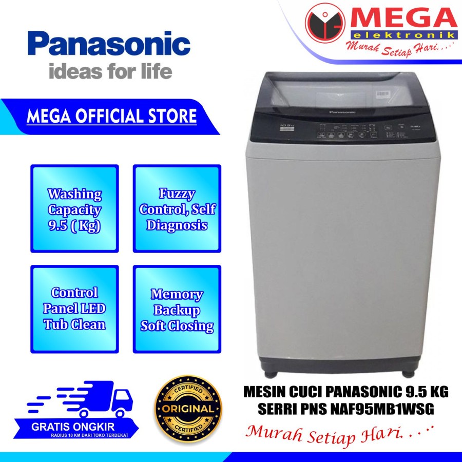 Jual PANASONIC MESIN CUCI 1 TABUNG NA-F95MB1WSG / NA F95MB1WSG PROMO 9 ...