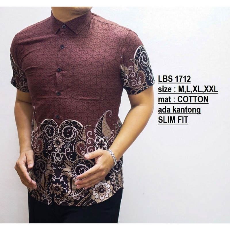 CBS 725 HEM KEMEJA BATIK PRIA SLIM FIT LENGAN PENDEK COLIN DION-LBS1712
