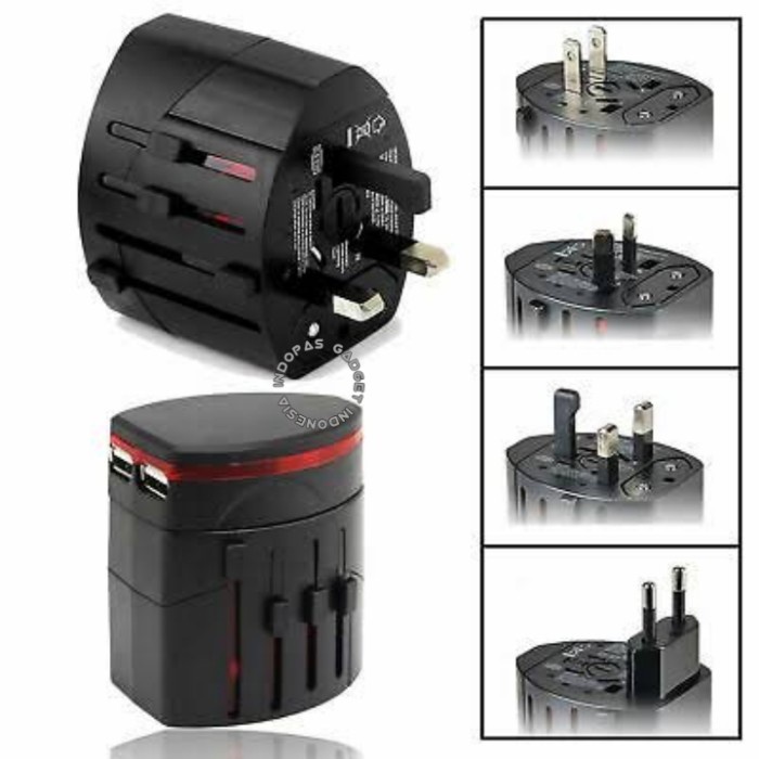 ORIGINAL - TERMURAH Travel Adaptor Multi Country Plus Charger 2 USB Multifungsi Untuk Semua Negara I