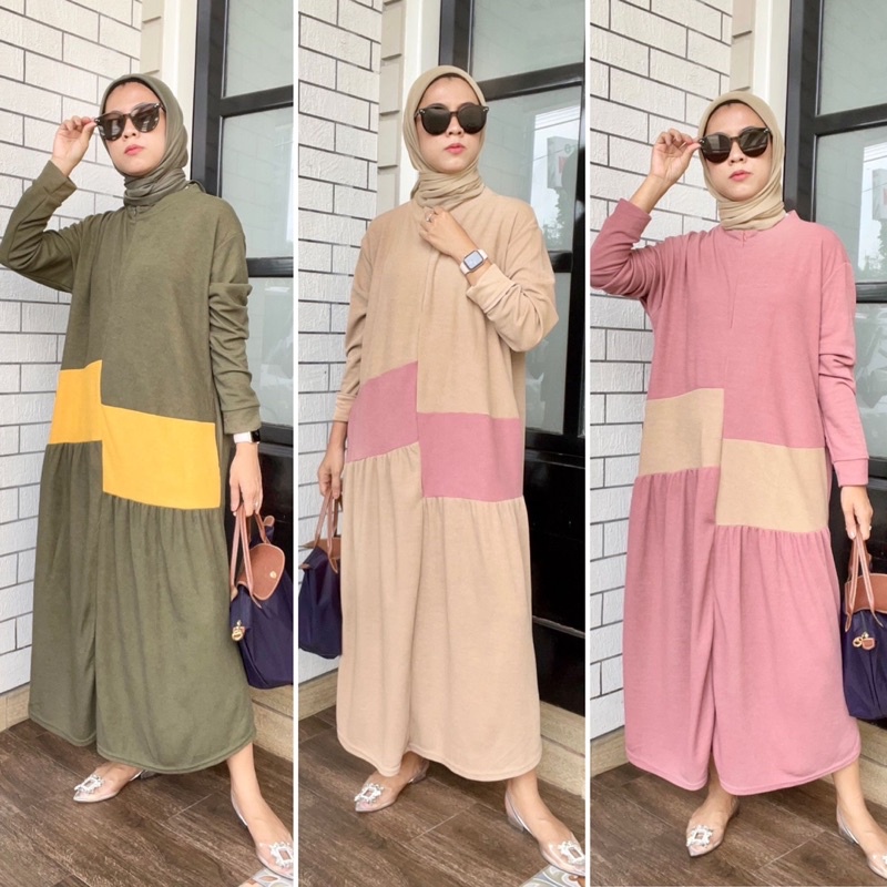 SACHI LABEL - SASSY MIDI DRESS Gamis Polos Import Jumbo LD 120