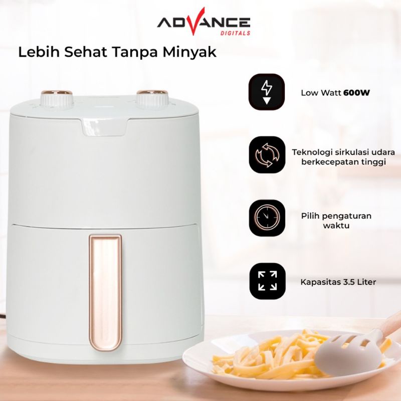 Advance Air Fryer Low Watt  Alat Goreng Tanpa Minyak 3.5 Liter ADF-35A