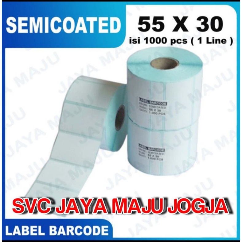 

55 X 30 SEMICOATED - 1 LINE - FACE OUT - ISI 1.000 PCS || CORE 1" || LABEL BARCODE PRINTER PAKAI RIBBON THERMAL TRANSFER STICKER STIKER LABEL HARGA ACCESSORIES AKSESORIES BAJU MUSLIM || 55X30 55 x 30 LABEL SEMICOAT GAP - ISI 1000 PCS