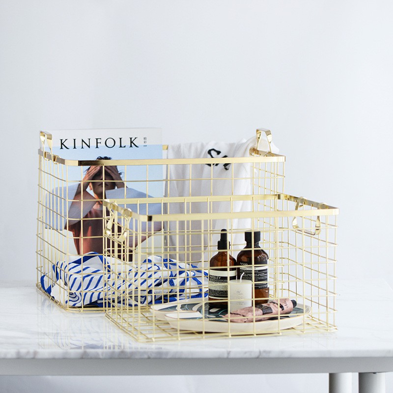 Tilde nordic laundry basket keranjang emas gaya nordic