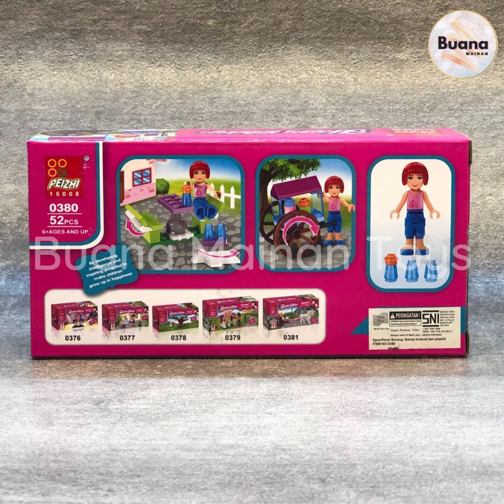 BRICK PEIZHI HAPPY HOLIDAY 0380 STREET FOOD CART MINI FIGURES MAINAN EDUKASI ANAK PEREMPUAN