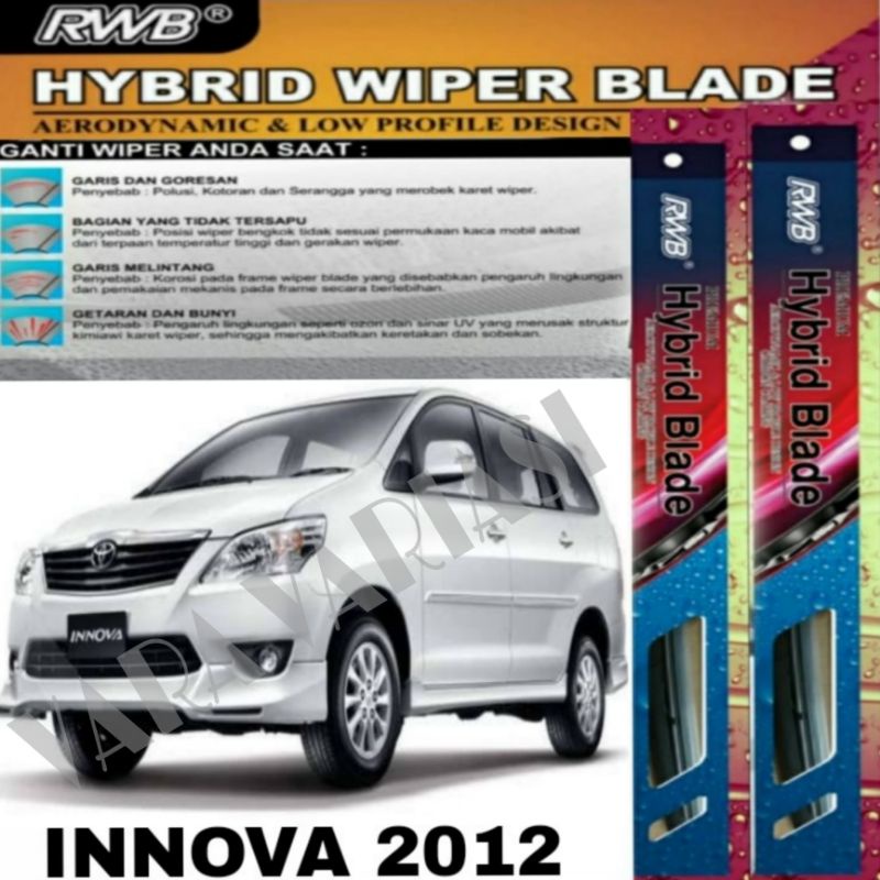Wiper Depan Mobil Toyota Innova 2012 Hybrid Blade Ukuran 24 & 16