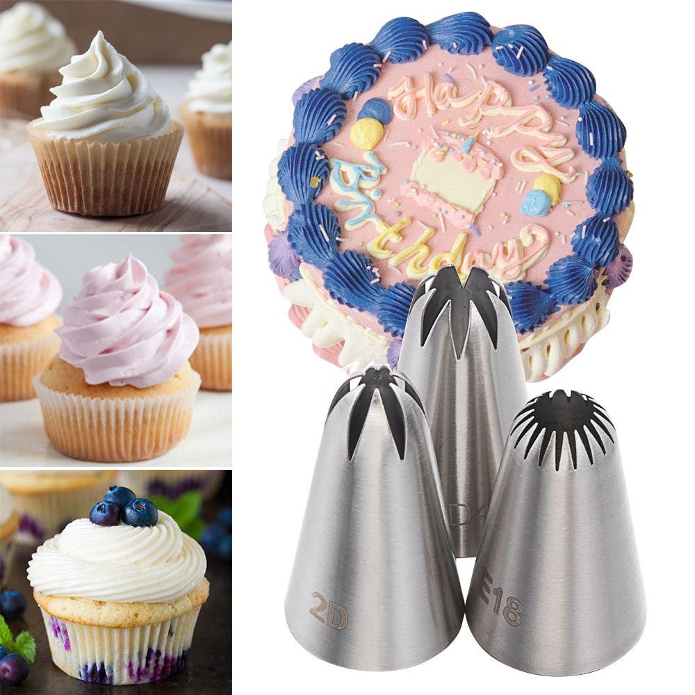 Solighter 3PCS Spuit Piping Icing Bahan Stainless Steel Untuk Dekorasi Kue