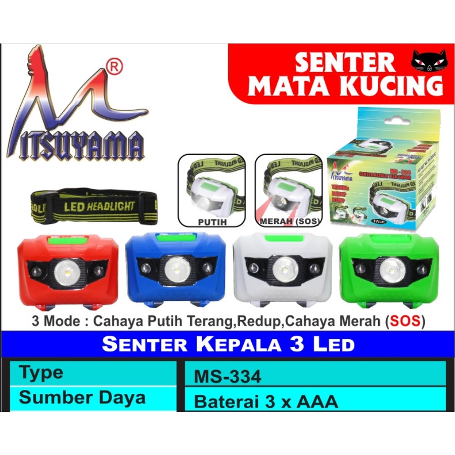 COD Senter Kepala Headlamp Mata Kucing Mitsuyama Ms-334