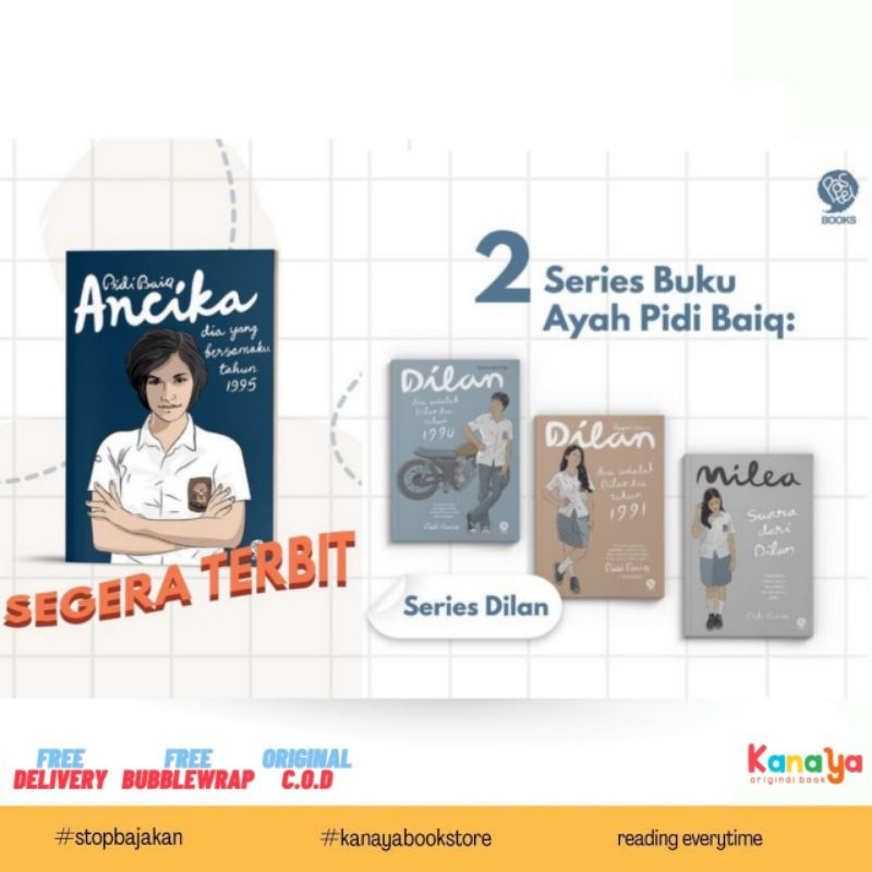 Novel Dilan Dia Adalah Dilanku Dilan 1990 Dilan 1991 Dilan milea Novel Ancika/Pidi Baiq [Original]