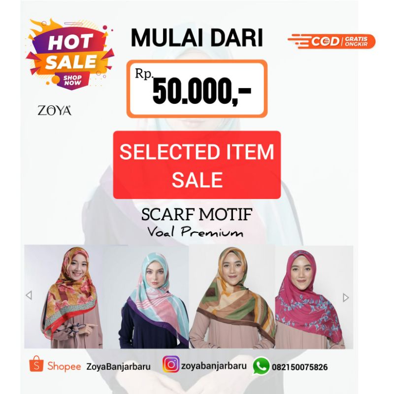 Kerudung Segi Empat Motif Zoya Sale