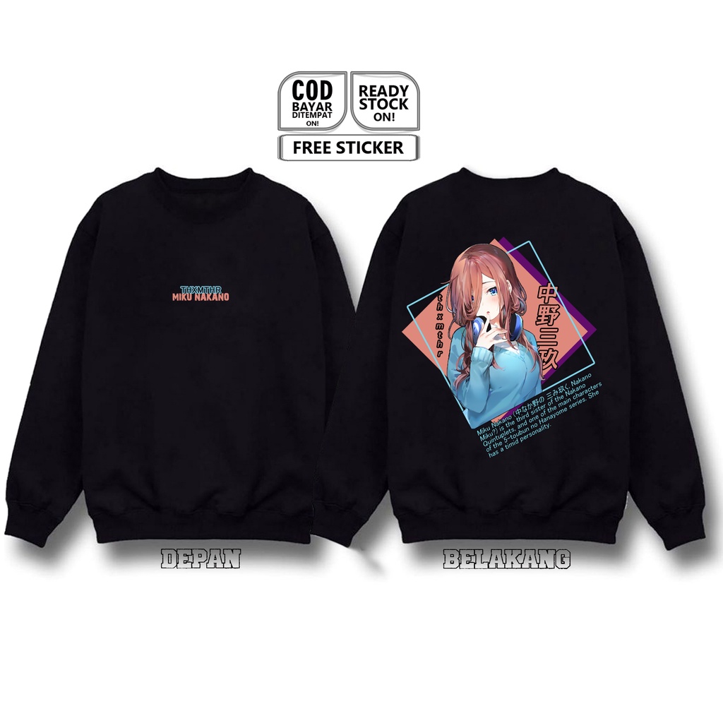 SWEATER MIKU NAKANO 5 TOUBUN NO HANAYOME WAIFU ANIME MANGA YOTSUBA FUUTAROU NINO THE BRIDE ICHIKA ITSUKI RENA MARUO MUDOU JAPAN CULTURE COSPLAY BAJU JEPANG SIGN CLOTH