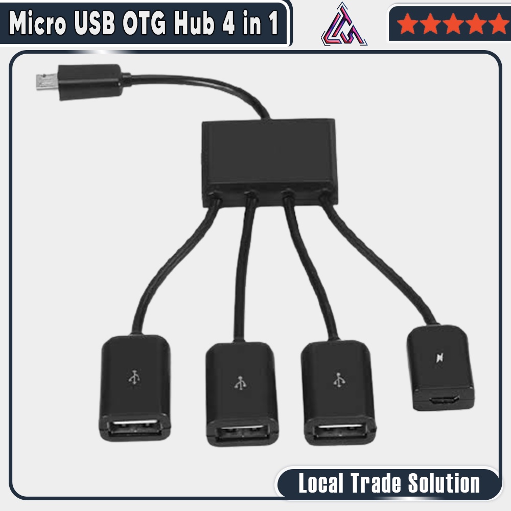 Adaptor OTG Micro Usb HUB 4 In 1 Konverter Cable Data Micro USB to USB Female 3 Port Multifunction Data Cable &amp; Charge