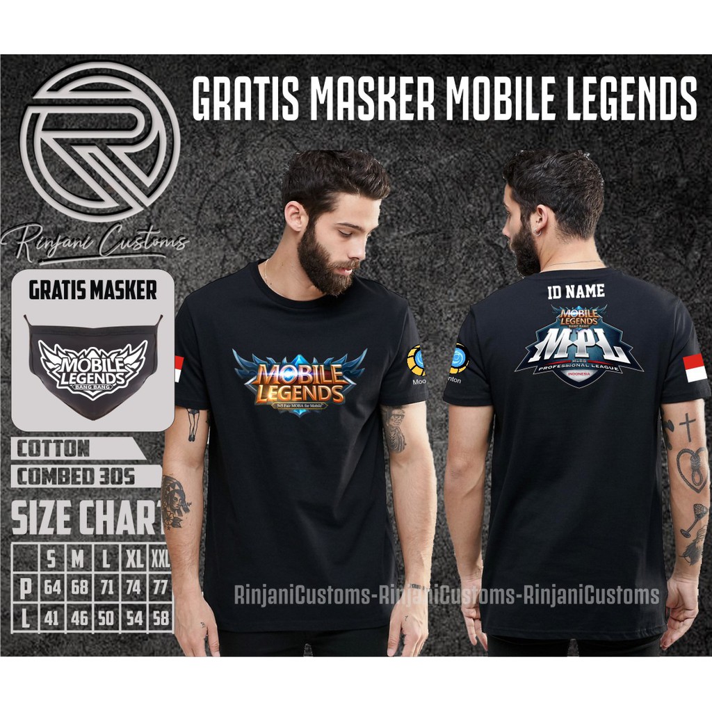 KAOS MOBILE LEGENDS GRATIS MASKER KAOS MPL LOGO PINGGIR INDONESIA FREE ID NAME KEREN DISTRO Shopee Indonesia