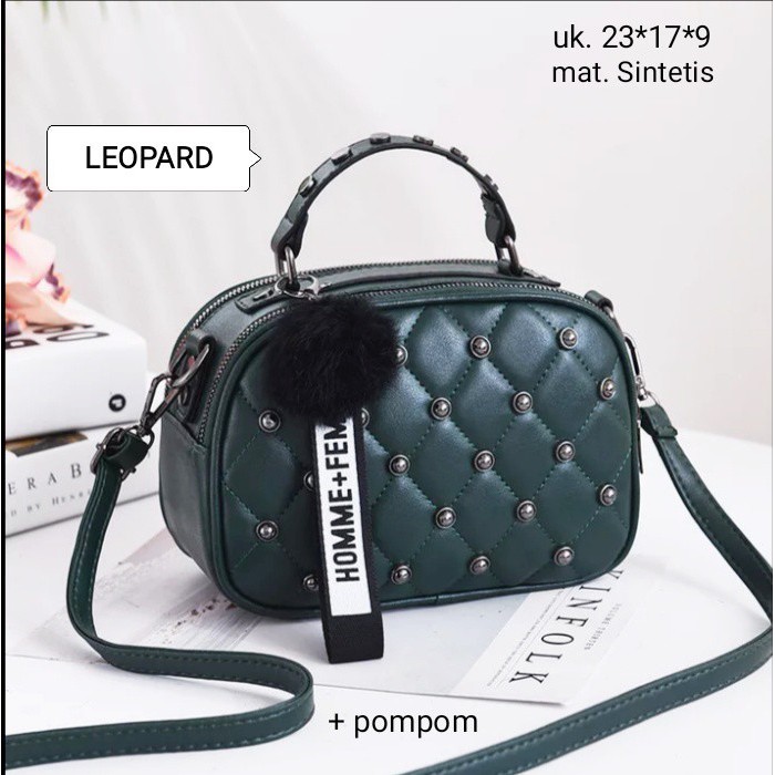 TAS SELEMPANG WANITA STUDE OVAL KECIL MURAH SALLAUN BAG T4152P3 ORI DISKON MEMBER PROMO TERMURAH