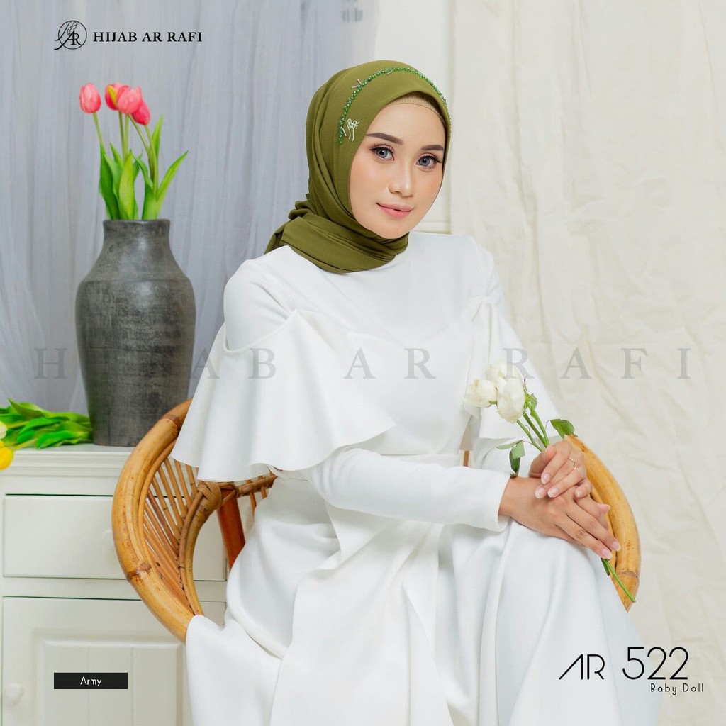 Hijab Arrafi Terbaru AR 522 Pashmina Antem Non Pet Dengan Variasi Payet Senna Store