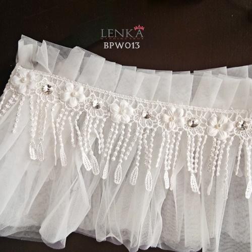 [SIAP KIRIM]  BOLERO LACE AKSESORIS GAUN WEDDING SABRINA RENDA PUTIH MODERN BPW013