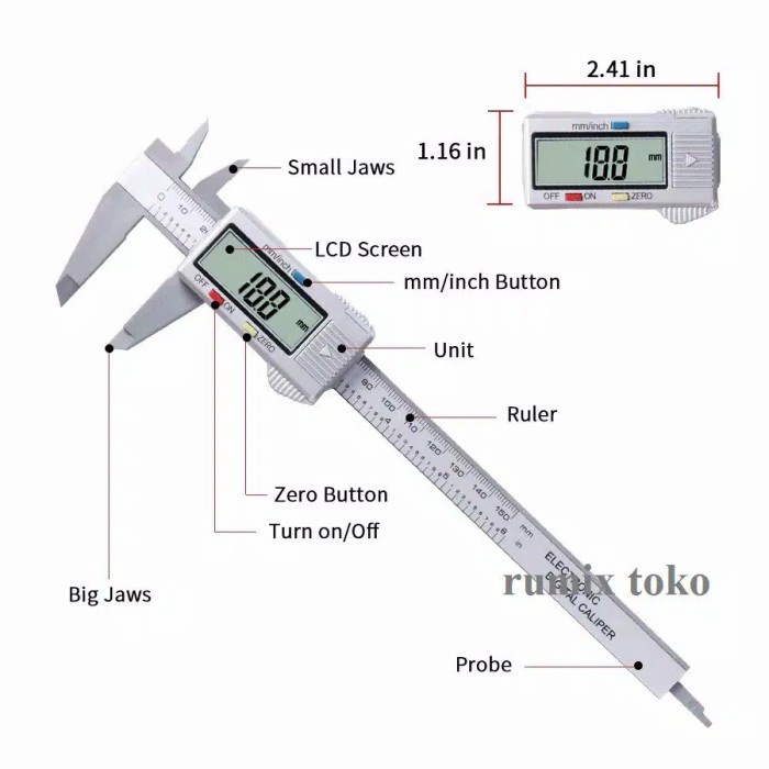 

Digital Caliper Meter Jangka No Digital 0-150Mm Jangka Caliper Sorong