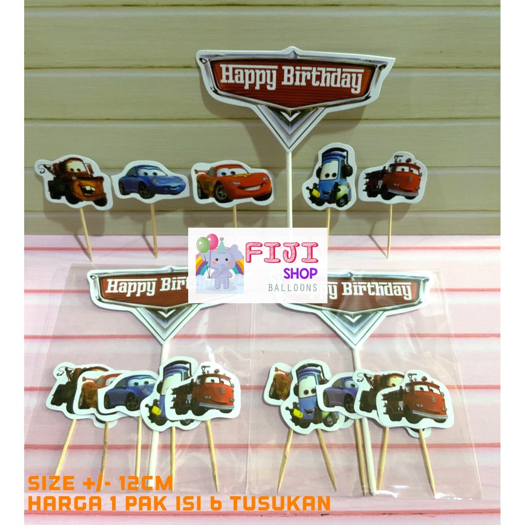 Cake Topper Cars Set / Hiasan Kue Ultah / Topper Cake Karakter Mobil