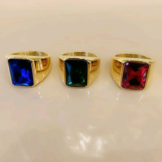 Cincin Titanium Pria batu 316L Tahan karat