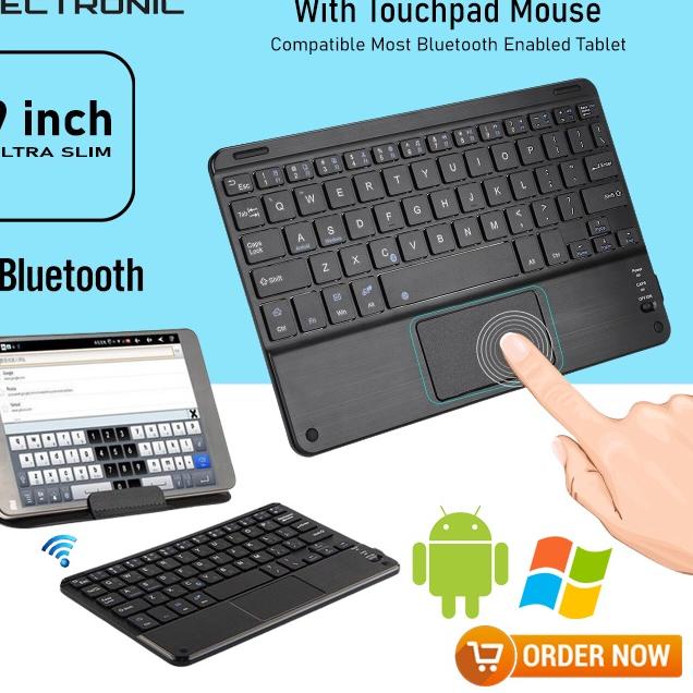 Lagi Tren.. Mini Wireless Bluetooth Keyboard With Touchpad - Universal Keyboard 9 inch