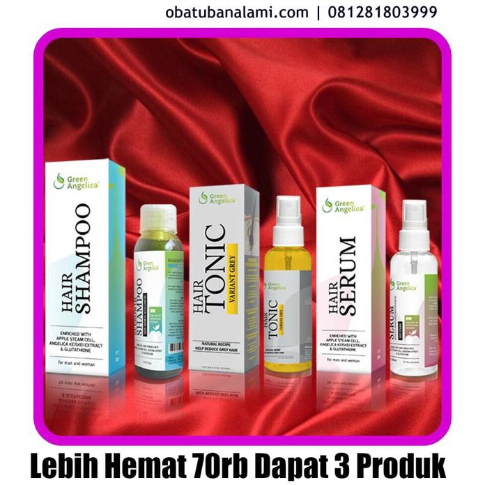 Terbaik HEMAT 70RB PAKET PERAWATAN RAMBUT GREEN ANGEICA (SHAMPO,SERUM,TONIC)