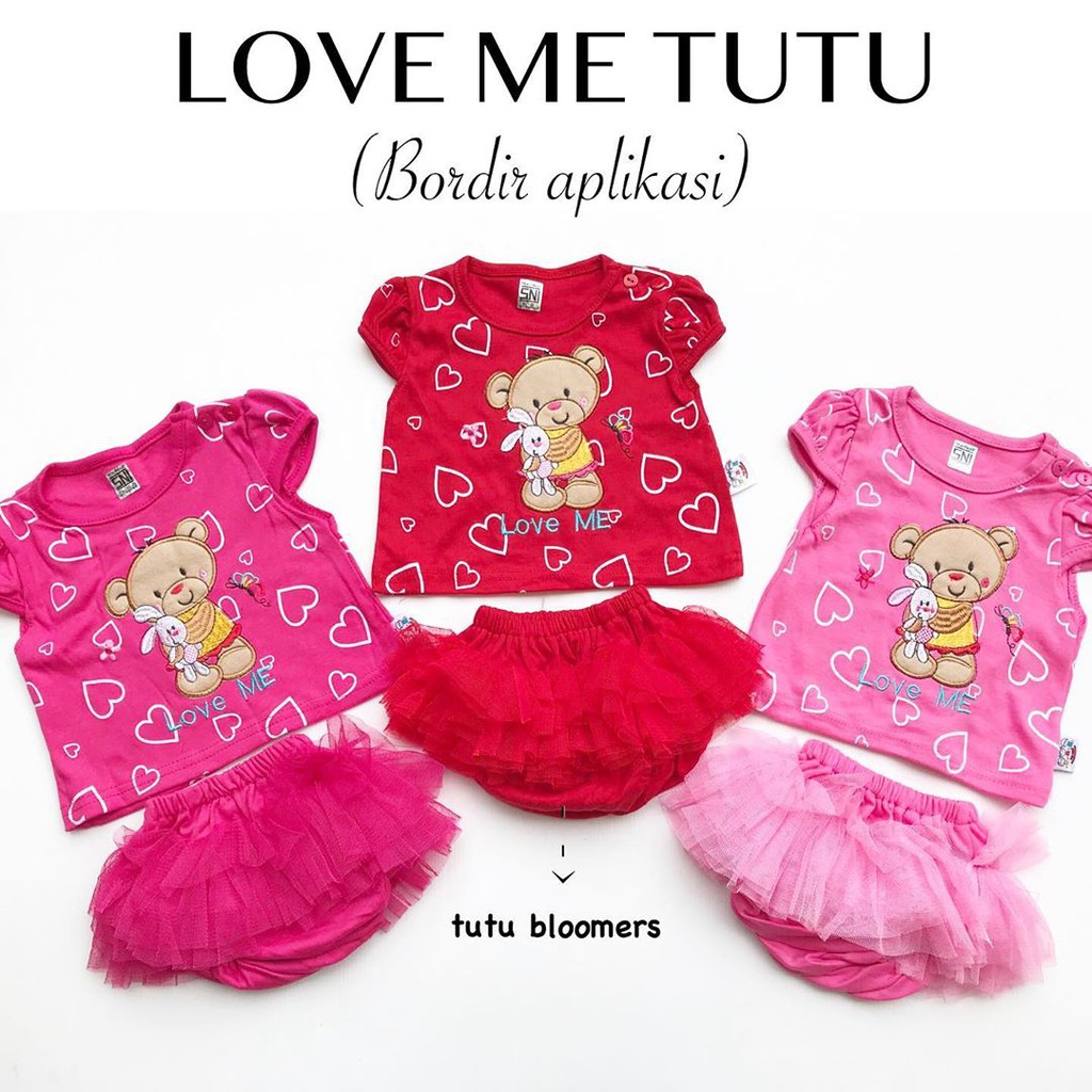 LOVE ME TUTU Baju Setelan Celana Tutu Pergi Lucu Fashion LOVE ME TUTU Baju Setelan Celana Tutu Pergi Lucu Fashion