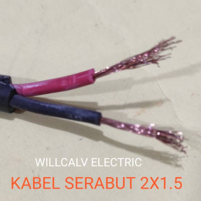 KABEL SERABUT ISI 2 KABEL  HYO 2X1.5 - KABEL ISI 2 SERABUT HYO 2X1.5 HITAM  HARGA PERMETER