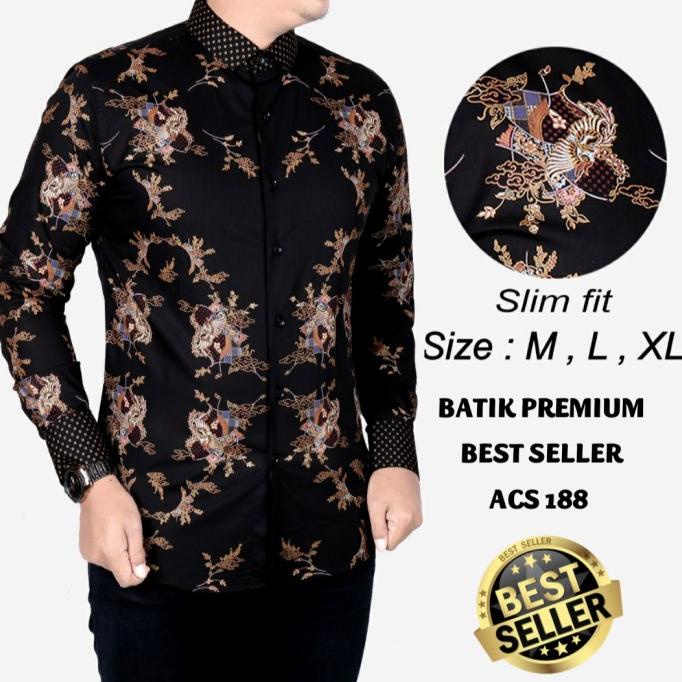 Kemeja Batik Pria Slim Fit / Baju Batik Pria Slim Fit Acs188