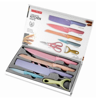 PISAU SET EVCRIVERH WARNA WARNI KITCHEN KNIFE SET MULTI COLOUR