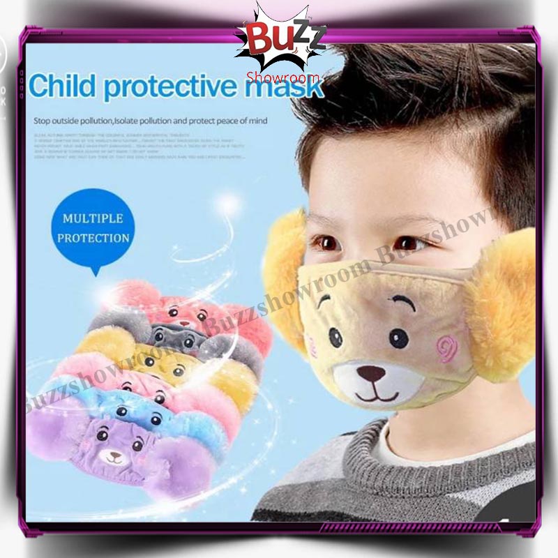 Earmuff mask masker mulut telinga anak import karakter panda winter