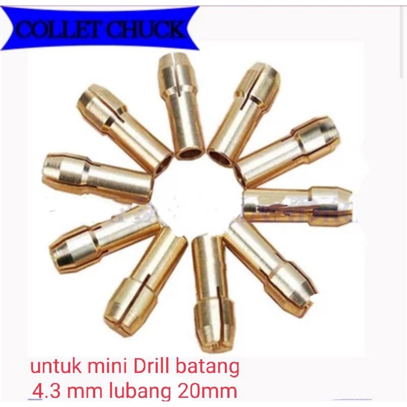 collet chuck mini for mini drill/bor cuner/bor tuner, 2.0mm, shank/batang 4.3mm
