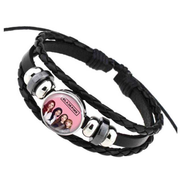 Gelang Custom BLACKPINK KPOP Korea Jennie Rose Lisa Jisoo Elegan Kulit Kepang Multilayer