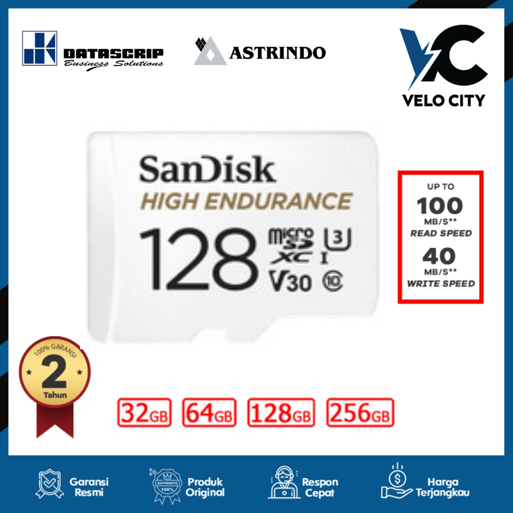 MicroSD SanDisk High Endurance 128GB for Dash Camera or Home Security Original Camera (CCTV)