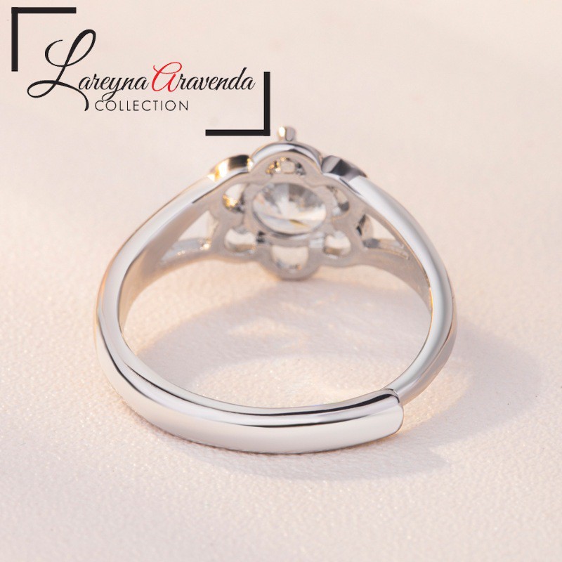 Cincin Platinum Wanita Model Bunga Kristal Crystal Swarovski CC029