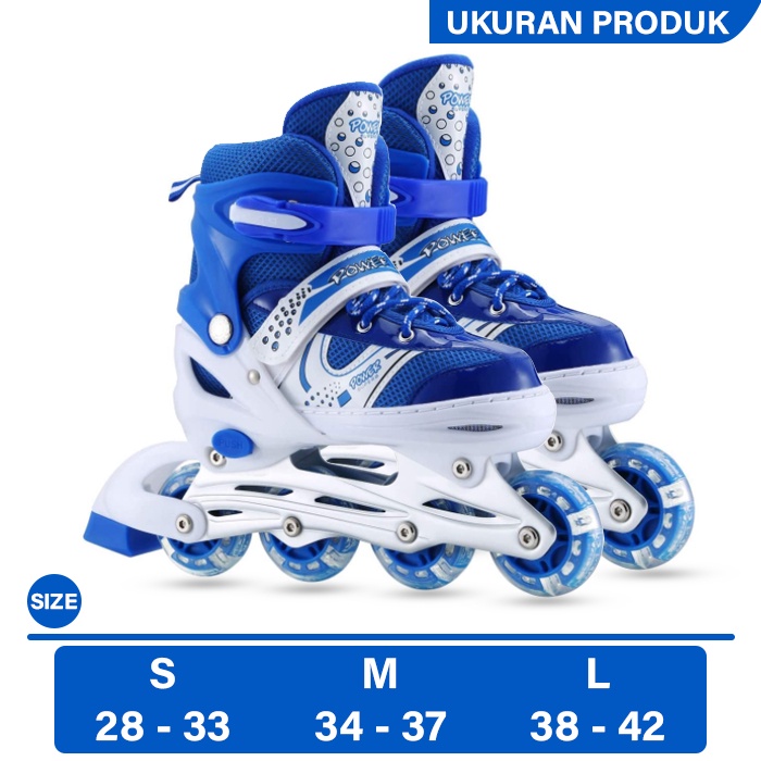 Sepatu Roda Inline Power Warna S M L FREE KUNCI