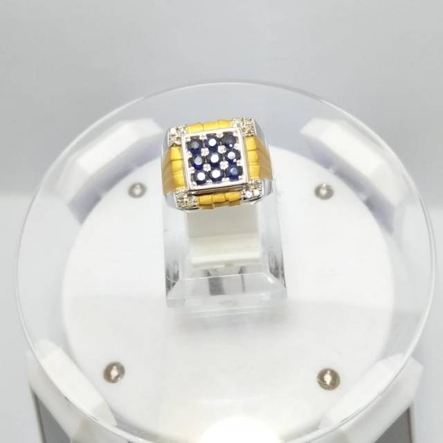 Cincin cowok mata berlian dan blue safir srilanka