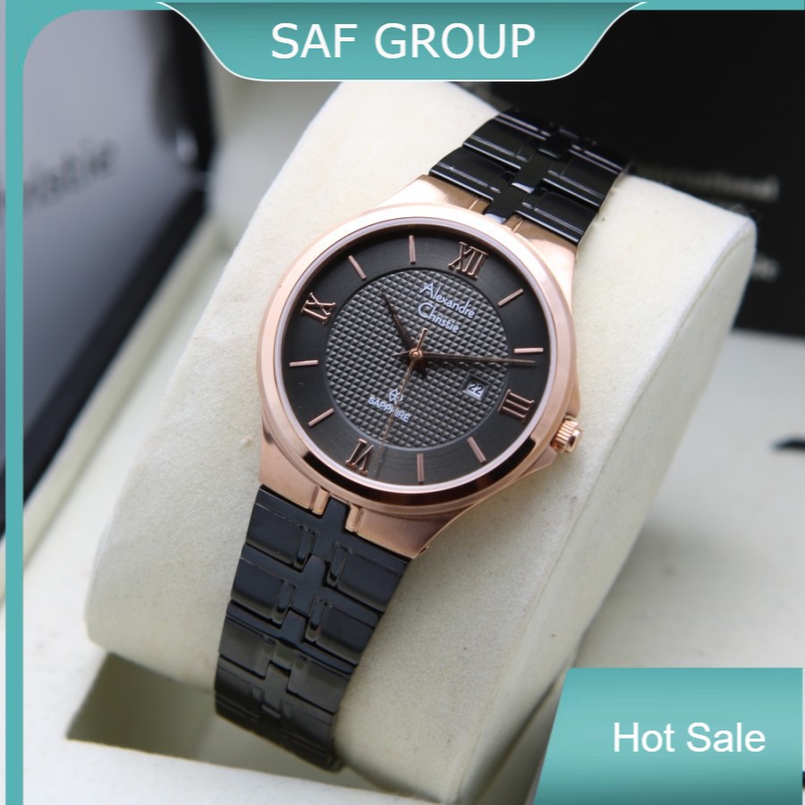 JAM TANGAN WANITA ALEXANDRE CHRISTIE AC 8541 / AC8541 ROSEGOLD BLACK ORIGINAL by plp
