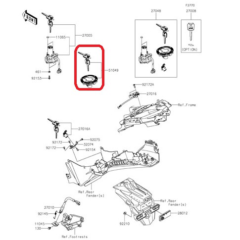 Tutup Tangki + Kunci Kawasaki Ninja 250fi Original, Ready Stock