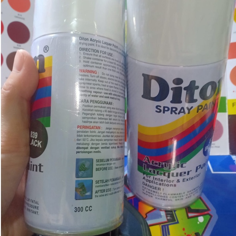 Pilox Pilok Cat Semprot Warna Mendekati Aslinya / Automotive Colours DITON Spray Paint Acrylic Lacquer Paint 300cc / 300ml (Yellow, Blue, Orange, Green, Pink, White dan Clear)